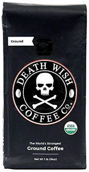 death wish brand organic ground coffee beans is extra strong and caffeinated